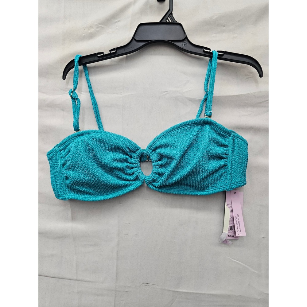 Wild Fable Womens Textured Ring Bikini Top Green Polyester Size XL